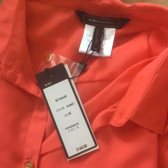 NWOT BCBG Maxzaria Orange Tunic Top Medium - Picture 5 of 11